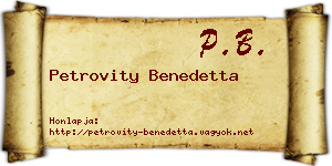 Petrovity Benedetta névjegykártya